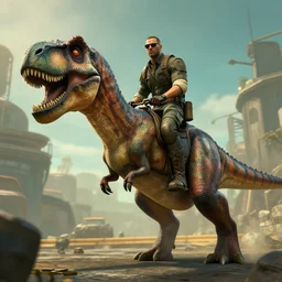 a guard riding a t-rex in Half-Life 2