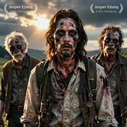 portrait of zombie keanu reeves in a scenic environment by jesper ejsing and eddie mendoza, zombie, undead