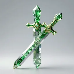 Sword made out of green crystals Real life, 4k