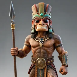 strong tiki warrior holding a spear, realistic, 8 k, extremely detailed, cgi, trending on artstation, hyper - realistic render, 4 k hd wallpaper, premium prints available, octane render, award winning, by greg rutkowski