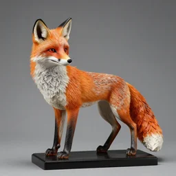 highly intricate sculpture of a beautiful fox, fine art, orange and white and black, created by louise bourgeois, louise nevelson, alberto giacometti