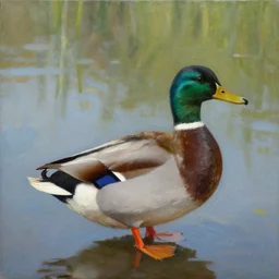 a duck on the prowl oil painting bill mayers