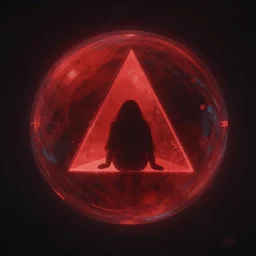 loneliness and fear in a red future sphere reverberation limbo abstract dark highly detailed in triangle