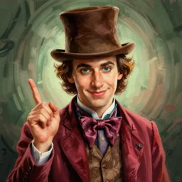 willy wonka portrait, highly detailed, digital painting, trending on artstation, illustration