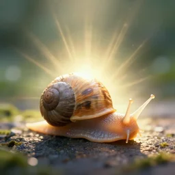 A snail radiating holy light