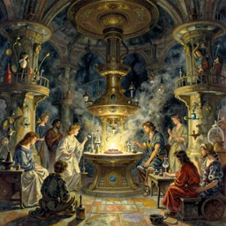 alchemy laboratory, fantasy. intricate, amazing composition, colorful watercolor, by ruan jia, by maxfield parrish, by marc simonetti, by hikari shimoda, by robert hubert, by zhang kechun, illustration, gloomy