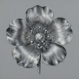 a painting of a metallic flower on a gray background, an airbrush painting by Earnst Haeckel, trending on zbrush central, cloisonnism, high detail, detailed painting, biomorphic, bubbles.