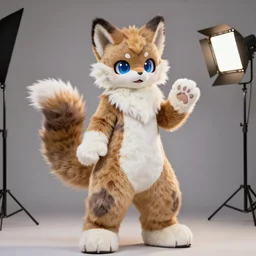 anthropomorphic adventure cat, fluffy tail, fursuit, cosplay, trending on instagram, photography, sigma 8 5 mm f / 1. 4, studio lighting