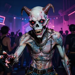 psychopath at a rave, digital art, bizarre, insane, hyper detailed, synthwave, in the style of michaelangelo