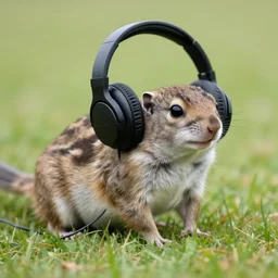 gopher listening to music on his headphones
