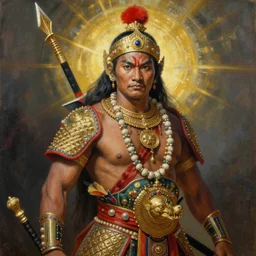 lone burmese warrior, painting, by greg ruthowski, yoshikata amano, yoji shinkawa, alphonse murac, collaborative artwork, beautifully drawn, heavily detailed