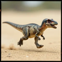 kodak portra 4 0 0, 5 0 mm leica summicron f 1. 2, action photography, long shot, dirty lenses, award winning photo of a tiny dinosaur running fast on the sand, fast shutter speed, motion blur, tiny gaussian blur, highly detailed, highly intricate, depth of field, national geographic, 4 k