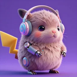 high quality 3 d render neo - cyberpunk very cute half fluffy! wombat!! half cyborg with big headphones, pastel mechanical! paw, cyberpunk monocle!, highly detailed, unreal engine cinematic smooth, in the style of detective pikachu, hannah yata charlie immer, neon purple light, low angle, uhd 8 k, sharp focus