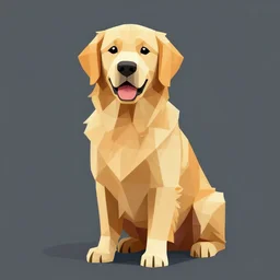 finished low poly drawing of a golden retriever, artstation trending