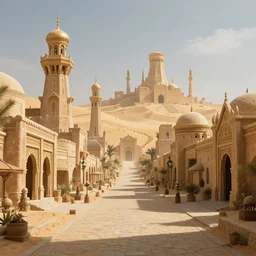 streets of a fantasy desert kingdom, 8 k concept art highly detailed illustration