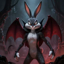 demonic bugs bunny, epic, creepy, scary, moody, highly detailed, gorgeous, stunning, full colour digital art by Todd McFarlane