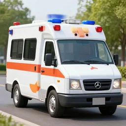 big chungus meme, anthropomorphic ambulance shaped like big chungus, humanized ambulance, high resolution photo