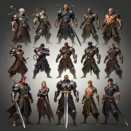 several creature and sword designs, kim jung gi, Greg Rutkowski, Darek Zabrocki, Karlkka, Jayison Devadas, Phuoc Quan, trending on Artstation, 8K, ultra wide angle, pincushion lens effect