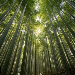 ultra wide angle matte painting of the shunan bamboo forest in china, majestic!!! beautiful!!!, ethereal!!! ultra realistic, golden hour, volumetric lighting, sharp focus
