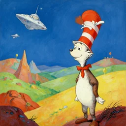 Endor landscape in the style of Dr. Seuss, starships, painting by Ralph McQuarrie