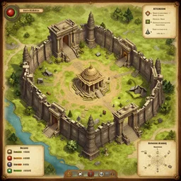 A tabletop RPG map of a ruined temple, by Afternoon Maps, Patreon, Trending on Artstation