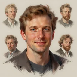 photo of hale woodruff with simple smile paint detailed digital artstation, portrait hd 4 k, y greg rutkowski and gaston bussiere and craig mullins and j. c. leyendecker, hd