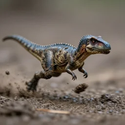 macro photo by national geographic of a tiny muddy dinosaur running very fast in mud, fast shutter speed, motion blur, tiny gaussian blur, insanely detailed, insanely intricate, depth of field, low contrast, wide aperture, action photography
