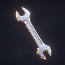a wrench, game inventory item, outer glow, solid background, vray 4k, trending on artstation