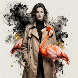 portrait of ciri wearing a flamingo trench coat, pop fantasy art, artgerm, black gold splatter, ink smoke, marcin blaszczak, sylvain sarrailh, ismail inceoglu, artgerm, artstation