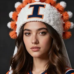beautiful female model with illini chief head dress