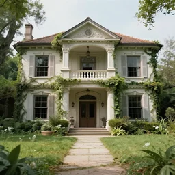 The Mansion from Scarface (1983) being reclaimed by nature, in ruins, The world is yours statue