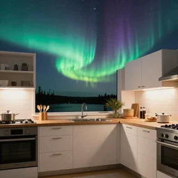aurora borealis in the kitchen