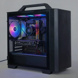 a painting by Wayne Thiebaud of an RGB gaming pc