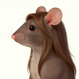 character design portrait of an anthropomorphic furry rat girl with rat ears instead of human ears, long brown hair, profile view perspective, 4 k, concept art, by wlop, ilya kuvshinov, artgerm, krenz cushart, pixiv.