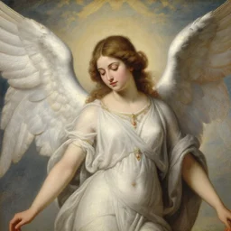 detailed portrait of hindu traditional girl with angel wings coming down to earth in baroque painting, girl graceful, eyes closed, painting by gaston bussiere, craig mullins, j. c. leyendecker, lights, art by ernst haeckel, john william godward, hammershøi, alphons mucha, pontormo, ornamental, decorative, art nouveau wallpaper, lights by hopper, pastel deep colours,