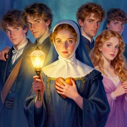 portrait of florence nightingaleholding a faloon lamp to her heart ; by james jean, charlie bowater, tom bagshaw, nikolay makovsky, melanie delon : : enchanting, colorful, ethereal, portrait, character design, illustration, hyperrealism, photorealism, digital art, concept art, fantasy, manga
