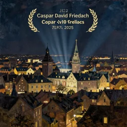city, night, dramatic light, oil painting, by caspar david friedrich