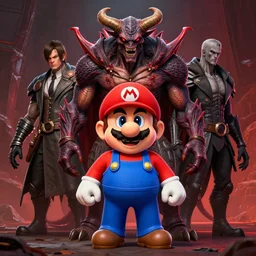 portrait of mario from mario bros by hr giger, greg rutkowski, luis royo and wayne barlowe as a diablo, resident evil, dark souls, bloodborne monster : : 8 k : :