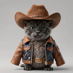 photo of bat kitten wearing jacket cowboy, 8k, octane render