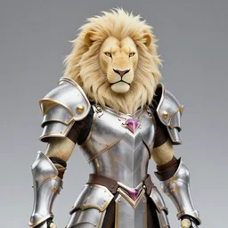 albino lion wearing fantasy armor, fursona, anthro, anime key visual, detailed armor, makoto shinkai, portrait