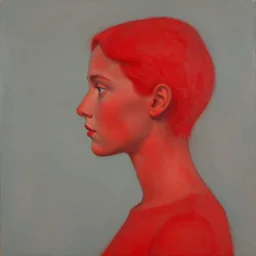 the red woman, side profile, trending on artstation, 8 k, by gerard brom and zdzisław beksinski