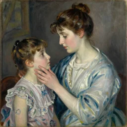 vintage beautiful painting of mother's touch in Mary Cassatt’s style
