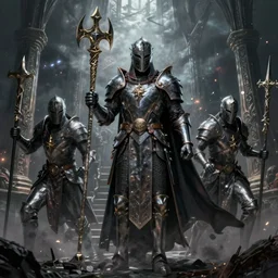 dark fantasy, paladins fighting the great Evil