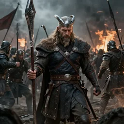viking, dramatic lighting, highly detailed, epic battle scene, wlop, artgerm