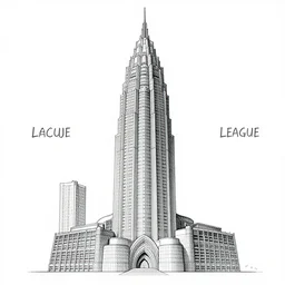 schematics of justice league tower,architecture,ink painting