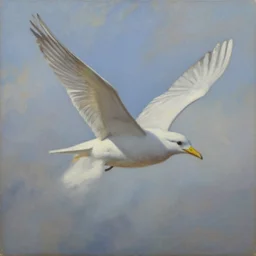 Flying, evokes feelings of wonder and amazement, an oil painting by Krenz Cushart