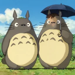 elon musk and totoro from my neighbor totoro meet for the first time in the style of studio ghibli