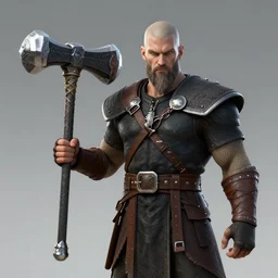 digital cyberpunk art, viking holding mjolnir - n 9