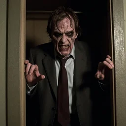 grainy photo of detective columbo as a creepy monster in a closet, harsh flash
