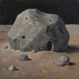 exterior view of a habitat on an asteroid greg rutkowski paul lehr oil on canvas